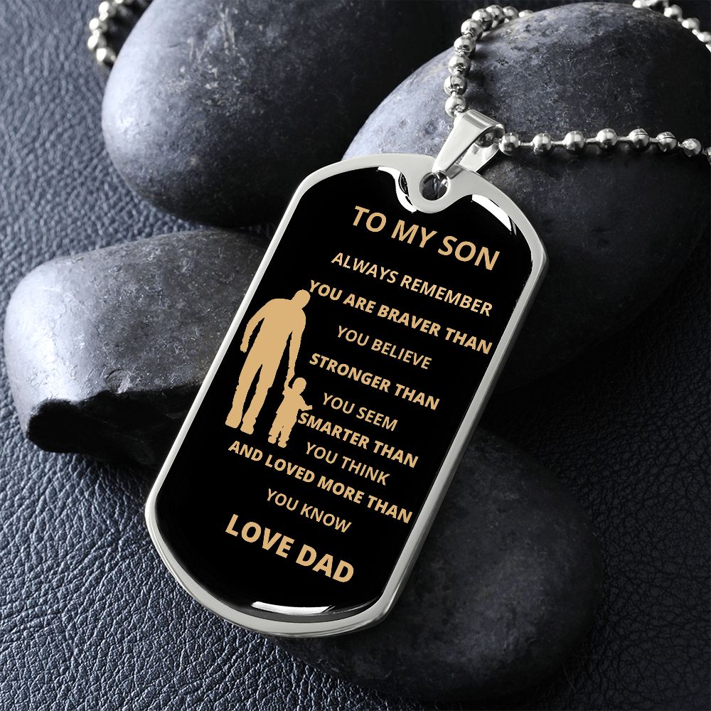TO MY SON DAD DOG TAG