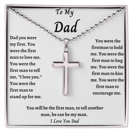 TO MY DAD Stainless Cross Necklace with Ball Chain