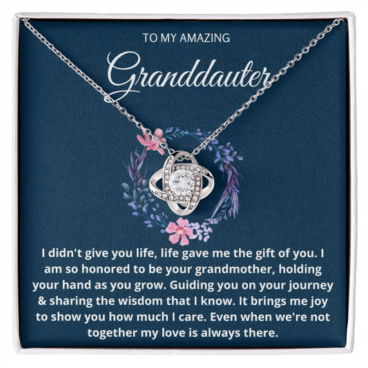 TO MY AMAZING GRANDDAUGHTER Love Knot Necklace.